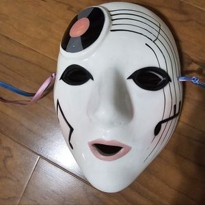 Vtg Ceramic Face Mask Wall Decor Music Studio with Music Notes Mardi Gras